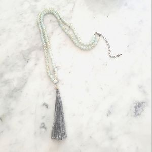 ($10 as an add-on) Light green beads tessel necklace